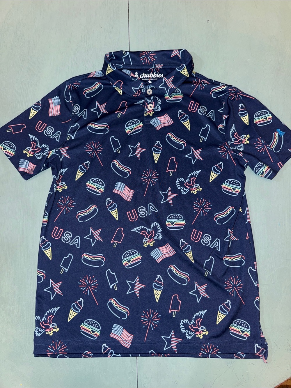 Chubbies Kids' Navy USA Print Polo Shirt
“The weekend has arrived”